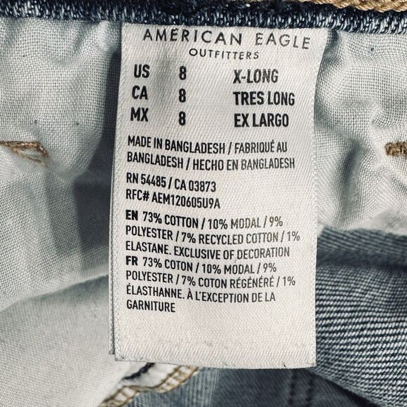 American Eagle Tomgirl Jeans 8 (31x31) Blue Button Fly Mid Rise Denim Womens - Picture 4 of 11